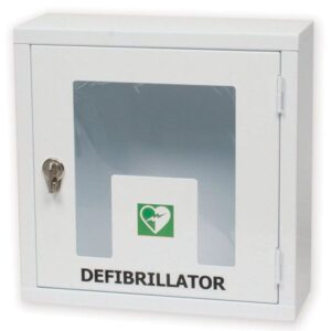 Inomhusskåp för hjärtstartare metall, vitt